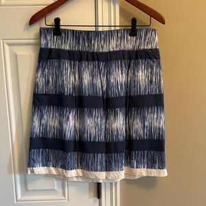 Banana Republic Navy and Cream Patterned A-Line Skirt